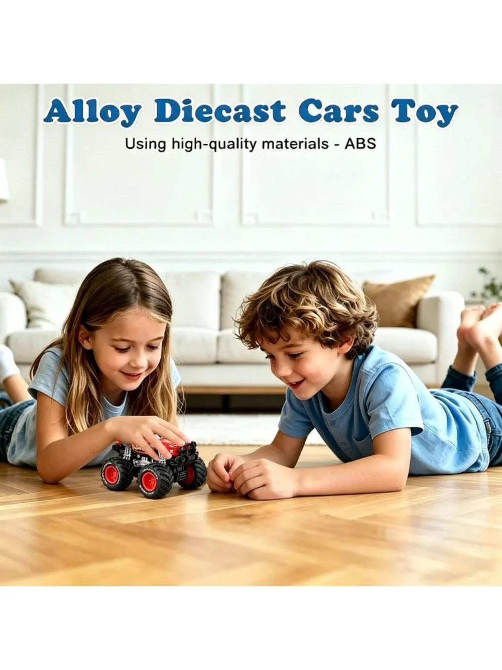 Friction-Driven Metal Toy Cars - 4 Pack Big Wheel Friends, Fun for Kids!